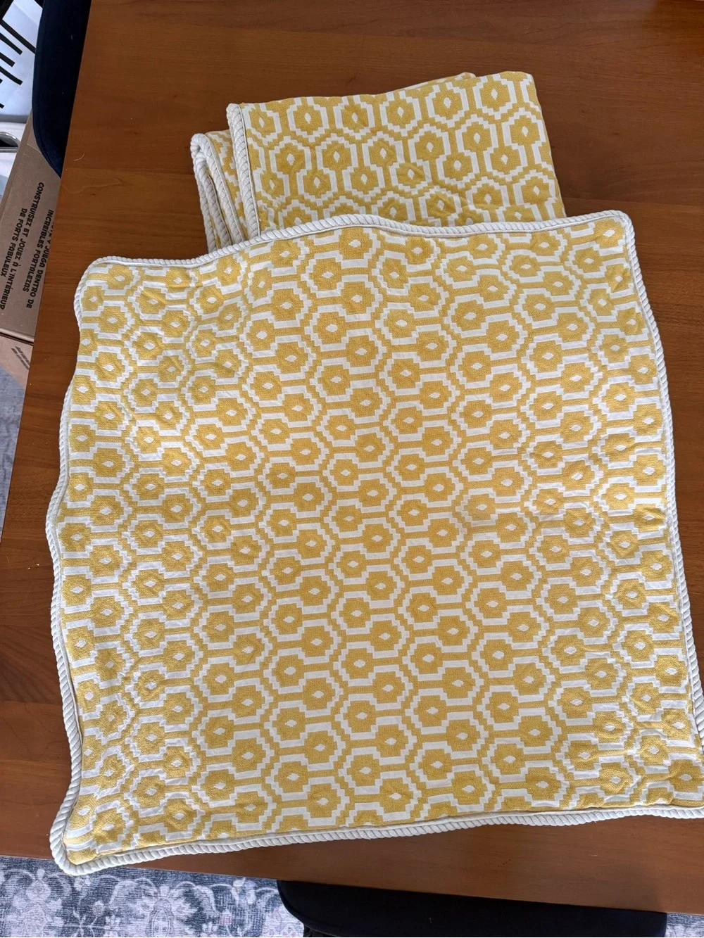 Pottery Barn Yellow and White Geometric Cotton Pillow Shams